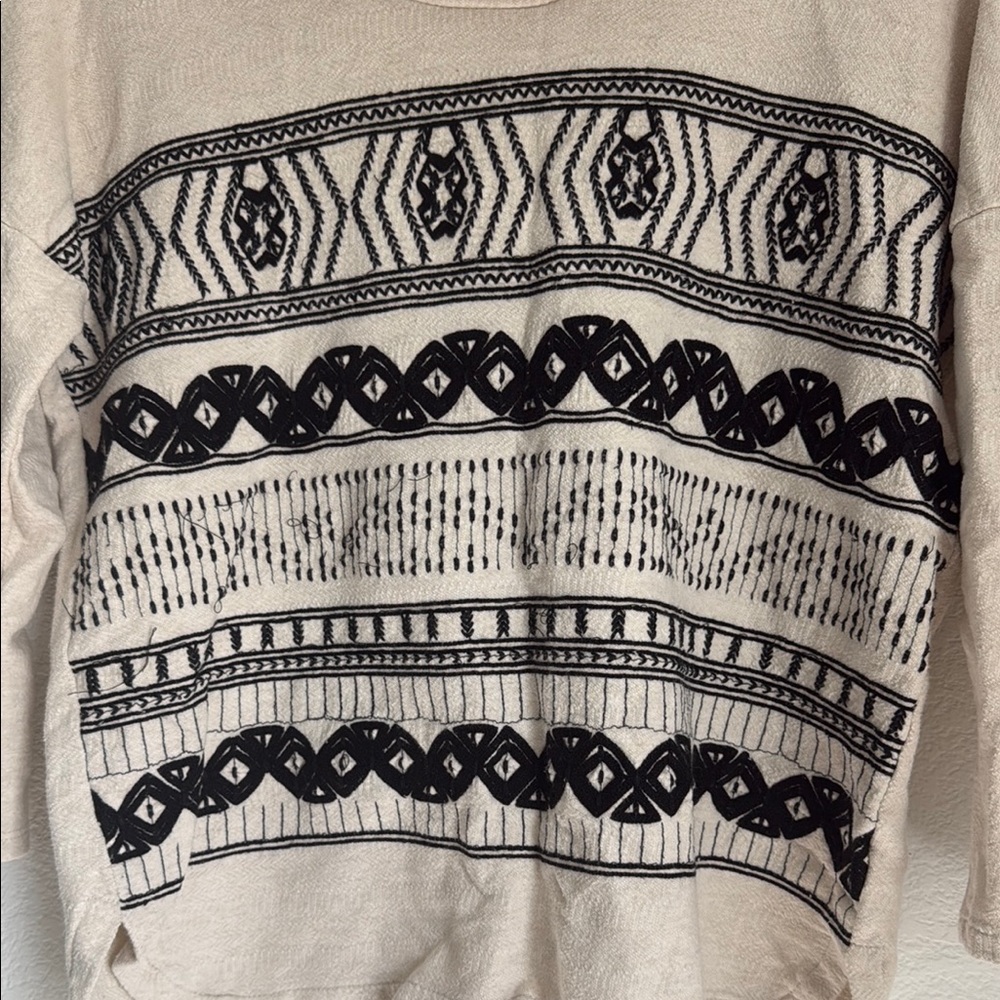 Lucky Brand Cream and Black Cowl Neck Sweater - Picture 4 of 7